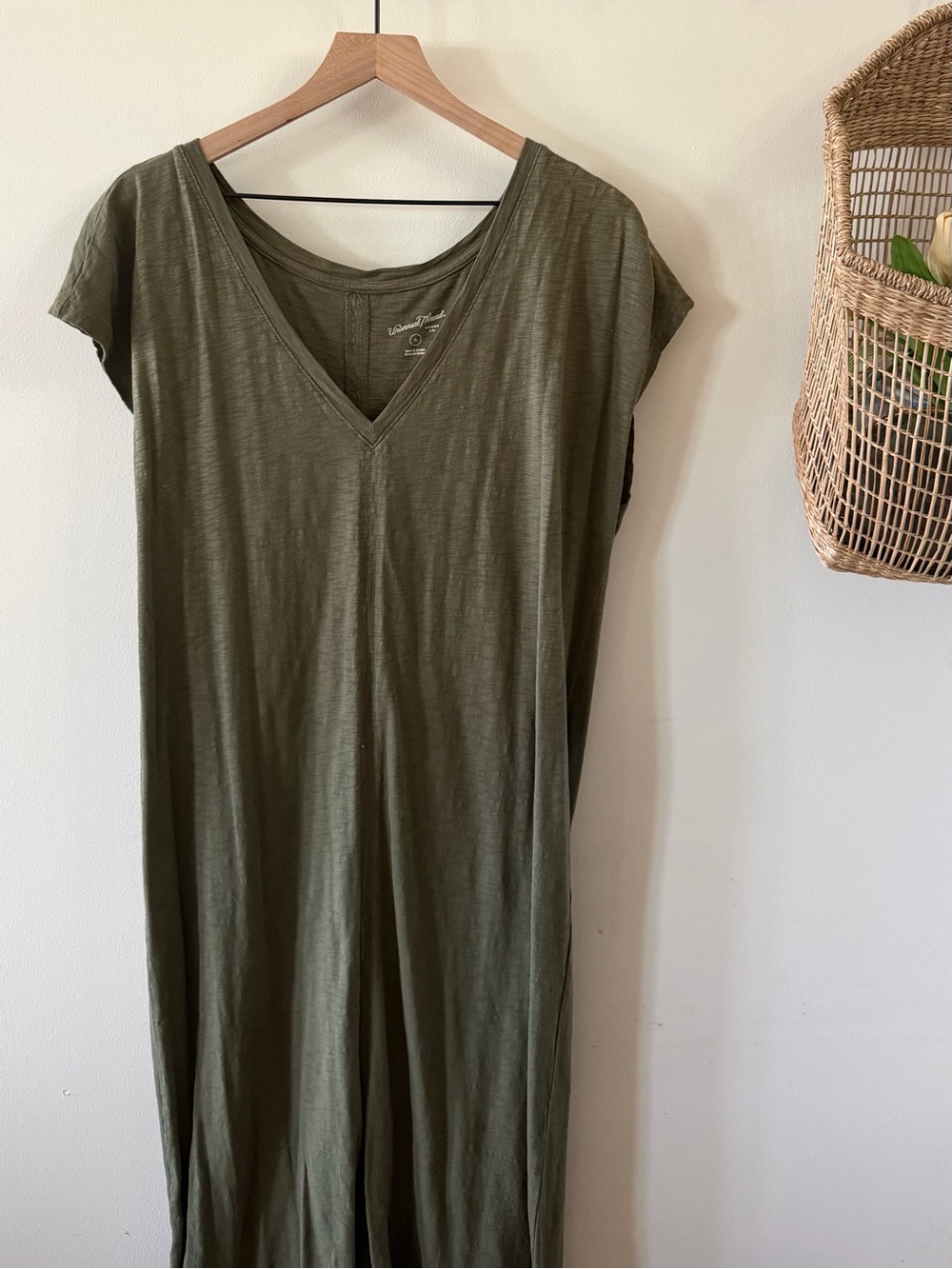 Olive V-Neck Cap Sleeve Women's Maxi Dress
